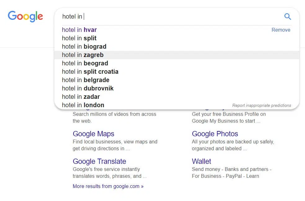 google za hotele